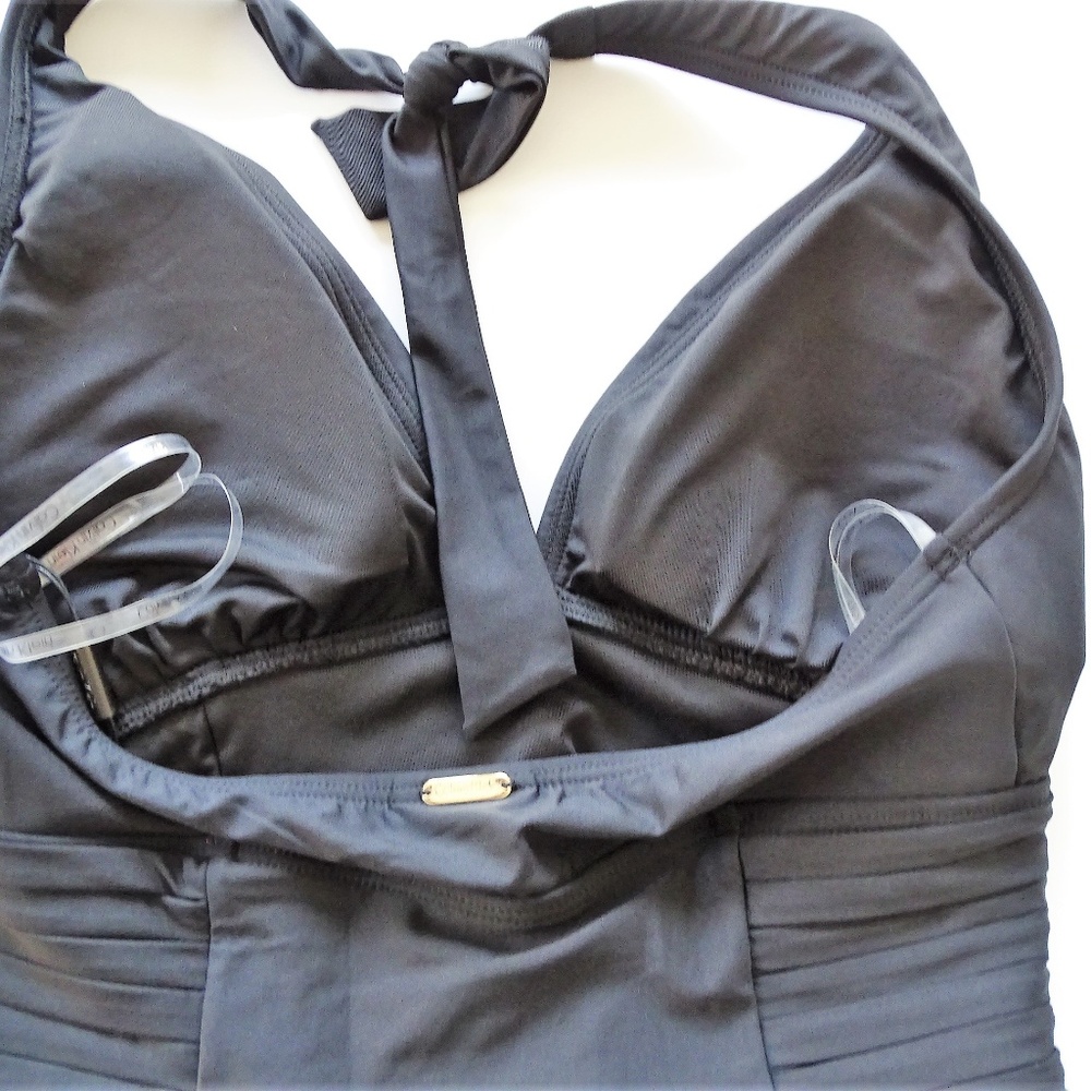 Calvin Klein NWT Black Pleated One Piece Swimsuit - Picture 4 of 4